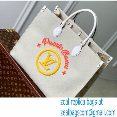 Louis Vuitton jacquard Fabric OnTheGo GM Tote Bag M20815 Yellow - Click Image to Close