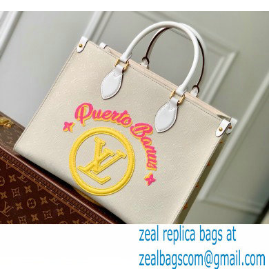 Louis Vuitton jacquard Fabric OnTheGo MM Tote Bag M20815 Yellow