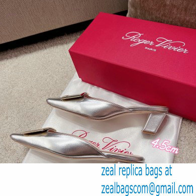 Roger Vivier Heel 2.5cm/4.5cm Belle Vivier Metal Buckle Mules in Leather Silver