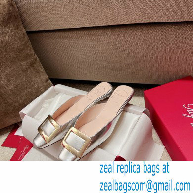 Roger Vivier Heel 2.5cm/4.5cm Belle Vivier Metal Buckle Mules in Leather Silver