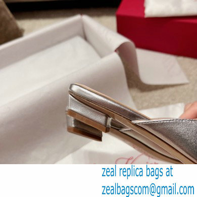 Roger Vivier Heel 2.5cm/4.5cm Belle Vivier Metal Buckle Mules in Leather Silver - Click Image to Close