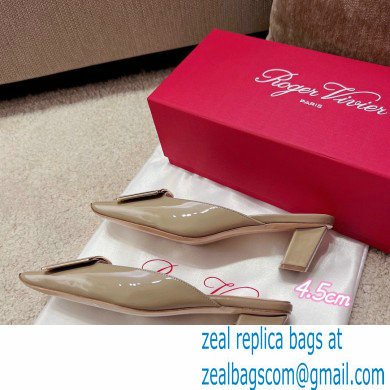 Roger Vivier Heel 2.5cm/4.5cm Belle Vivier Metal Buckle Mules in Patent Leather Beige - Click Image to Close