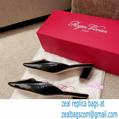 Roger Vivier Heel 2.5cm/4.5cm Belle Vivier Metal Buckle Mules in Patent Leather Black