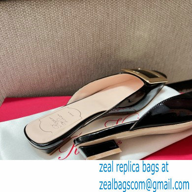 Roger Vivier Heel 2.5cm/4.5cm Belle Vivier Metal Buckle Mules in Patent Leather Black