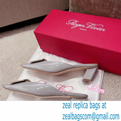 Roger Vivier Heel 2.5cm/4.5cm Belle Vivier Metal Buckle Mules in Patent Leather Gray