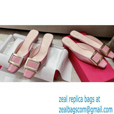 Roger Vivier Heel 2.5cm/4.5cm Belle Vivier Metal Buckle Mules in Patent Leather Pink - Click Image to Close