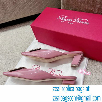 Roger Vivier Heel 2.5cm/4.5cm Belle Vivier Metal Buckle Mules in Patent Leather Pink