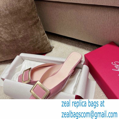 Roger Vivier Heel 2.5cm/4.5cm Belle Vivier Metal Buckle Mules in Patent Leather Pink - Click Image to Close