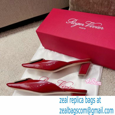 Roger Vivier Heel 2.5cm/4.5cm Belle Vivier Metal Buckle Mules in Patent Leather Red