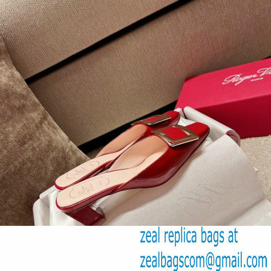 Roger Vivier Heel 2.5cm/4.5cm Belle Vivier Metal Buckle Mules in Patent Leather Red