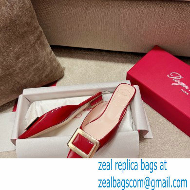 Roger Vivier Heel 2.5cm/4.5cm Belle Vivier Metal Buckle Mules in Patent Leather Red