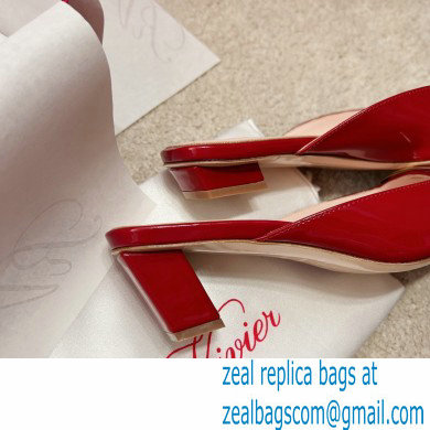 Roger Vivier Heel 2.5cm/4.5cm Belle Vivier Metal Buckle Mules in Patent Leather Red - Click Image to Close