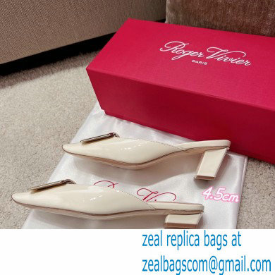 Roger Vivier Heel 2.5cm/4.5cm Belle Vivier Metal Buckle Mules in Patent Leather White