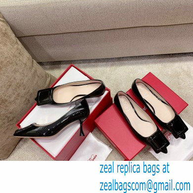 Roger Vivier Heel 2cm/6.5cm/8.5cm Viv' In The City Lacquered Buckle Ballerinas/Pumps Patent Black