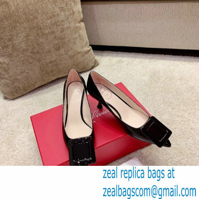 Roger Vivier Heel 2cm/6.5cm/8.5cm Viv' In The City Lacquered Buckle Ballerinas/Pumps Patent Black - Click Image to Close