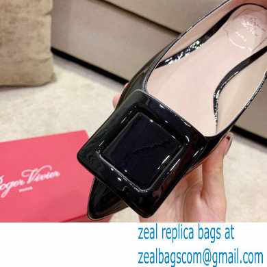 Roger Vivier Heel 2cm/6.5cm/8.5cm Viv' In The City Lacquered Buckle Ballerinas/Pumps Patent Black - Click Image to Close