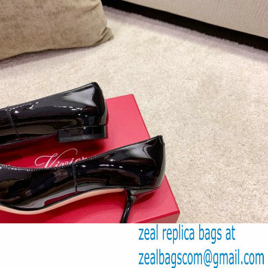 Roger Vivier Heel 2cm/6.5cm/8.5cm Viv' In The City Lacquered Buckle Ballerinas/Pumps Patent Black