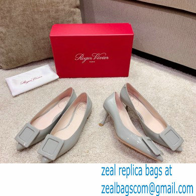 Roger Vivier Heel 2cm/6.5cm/8.5cm Viv' In The City Lacquered Buckle Ballerinas/Pumps Patent Gray