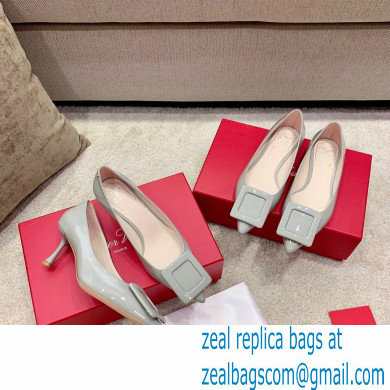 Roger Vivier Heel 2cm/6.5cm/8.5cm Viv' In The City Lacquered Buckle Ballerinas/Pumps Patent Gray - Click Image to Close