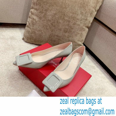 Roger Vivier Heel 2cm/6.5cm/8.5cm Viv' In The City Lacquered Buckle Ballerinas/Pumps Patent Gray - Click Image to Close