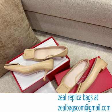 Roger Vivier Heel 2cm/6.5cm/8.5cm Viv' In The City Lacquered Buckle Ballerinas/Pumps Patent Nude