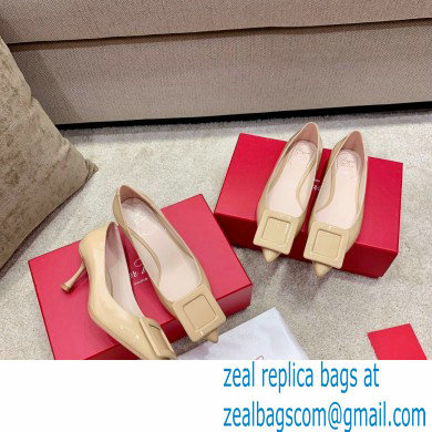 Roger Vivier Heel 2cm/6.5cm/8.5cm Viv' In The City Lacquered Buckle Ballerinas/Pumps Patent Nude - Click Image to Close