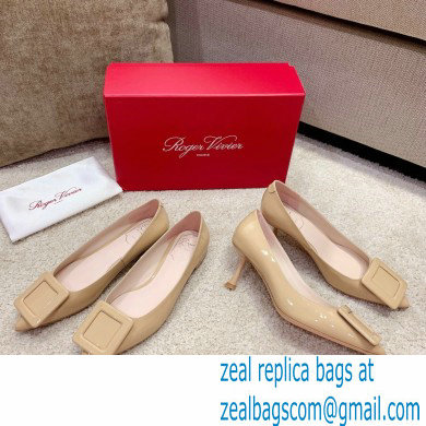 Roger Vivier Heel 2cm/6.5cm/8.5cm Viv' In The City Lacquered Buckle Ballerinas/Pumps Patent Nude