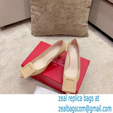 Roger Vivier Heel 2cm/6.5cm/8.5cm Viv' In The City Lacquered Buckle Ballerinas/Pumps Patent Nude - Click Image to Close