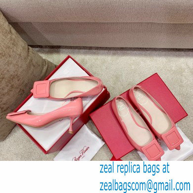 Roger Vivier Heel 2cm/6.5cm/8.5cm Viv' In The City Lacquered Buckle Ballerinas/Pumps Patent Pink