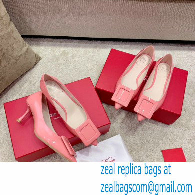 Roger Vivier Heel 2cm/6.5cm/8.5cm Viv' In The City Lacquered Buckle Ballerinas/Pumps Patent Pink