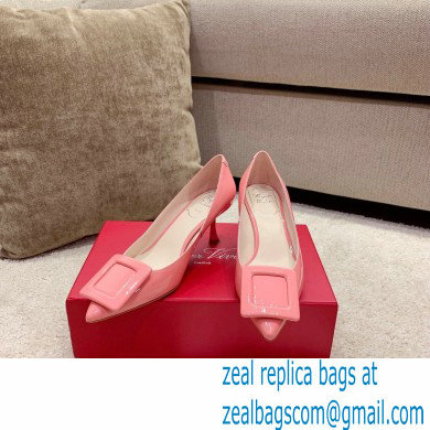 Roger Vivier Heel 2cm/6.5cm/8.5cm Viv' In The City Lacquered Buckle Ballerinas/Pumps Patent Pink