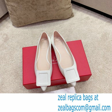 Roger Vivier Heel 2cm/6.5cm/8.5cm Viv' In The City Lacquered Buckle Ballerinas/Pumps Patent White