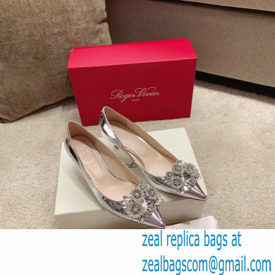 Roger Vivier Heel 4.5cm/8.5cm Flower Strass Buckle Pumps Mirror Silver