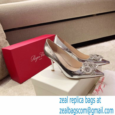 Roger Vivier Heel 4.5cm/8.5cm Flower Strass Buckle Pumps Mirror Silver