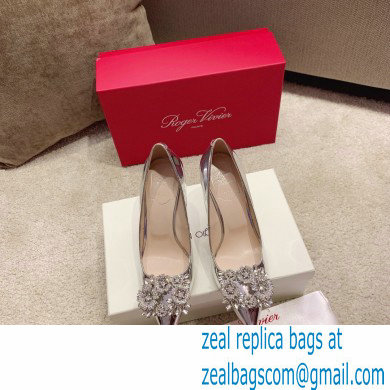 Roger Vivier Heel 4.5cm/8.5cm Flower Strass Buckle Pumps Mirror Silver - Click Image to Close