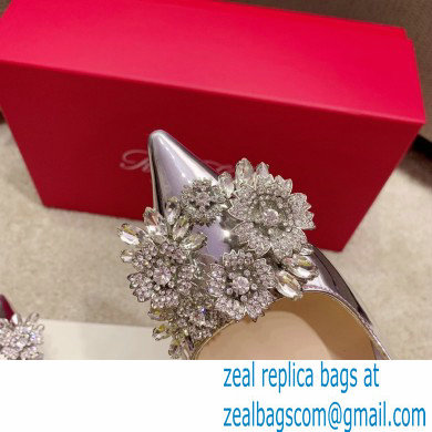 Roger Vivier Heel 4.5cm/8.5cm Flower Strass Buckle Pumps Mirror Silver