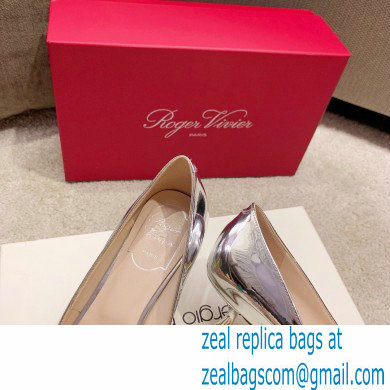 Roger Vivier Heel 4.5cm/8.5cm Flower Strass Buckle Pumps Mirror Silver - Click Image to Close