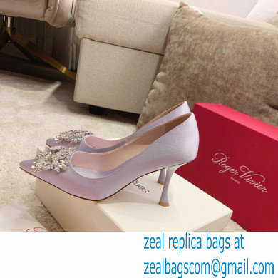 Roger Vivier Heel 4.5cm/8.5cm Flower Strass Buckle Pumps Satin Lilac