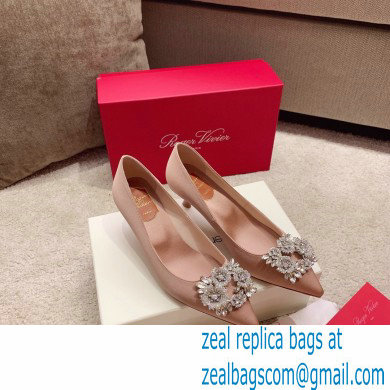 Roger Vivier Heel 4.5cm/8.5cm Flower Strass Buckle Pumps Satin Nude