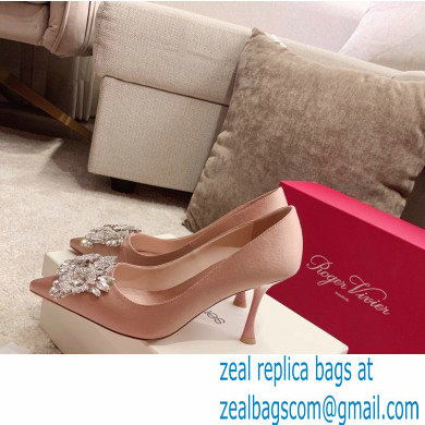 Roger Vivier Heel 4.5cm/8.5cm Flower Strass Buckle Pumps Satin Nude