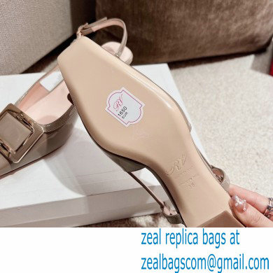 Roger Vivier Heel 4.5cm Belle Vivier Metal Buckle Slingback Pumps in Patent Leather Beige