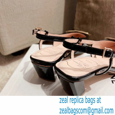 Roger Vivier Heel 4.5cm Belle Vivier Metal Buckle Slingback Pumps in Patent Leather Black