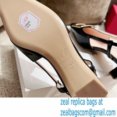 Roger Vivier Heel 4.5cm Belle Vivier Metal Buckle Slingback Pumps in Patent Leather Black