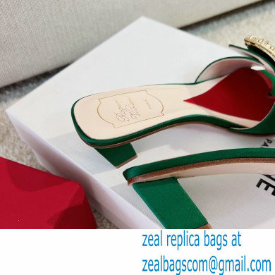 Roger Vivier Heel 4.5cm Love Rhinestone Buckle Mules Satin Green
