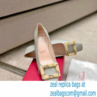 Roger Vivier Heel 4.5cm Stone Buckle Pumps in Light Gray