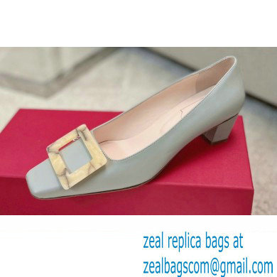 Roger Vivier Heel 4.5cm Stone Buckle Pumps in Light Gray - Click Image to Close