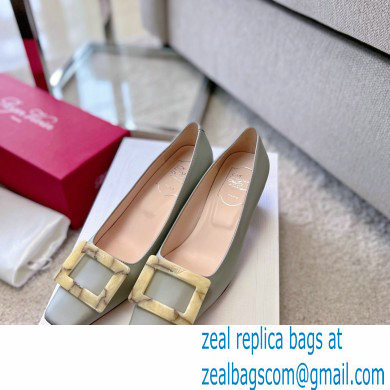 Roger Vivier Heel 4.5cm Stone Buckle Pumps in Light Gray - Click Image to Close