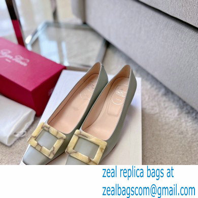 Roger Vivier Heel 4.5cm Stone Buckle Pumps in Light Gray