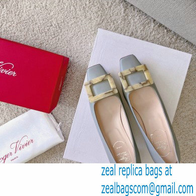 Roger Vivier Heel 4.5cm Stone Buckle Pumps in Light Gray