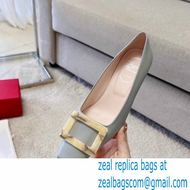 Roger Vivier Heel 4.5cm Stone Buckle Pumps in Light Gray